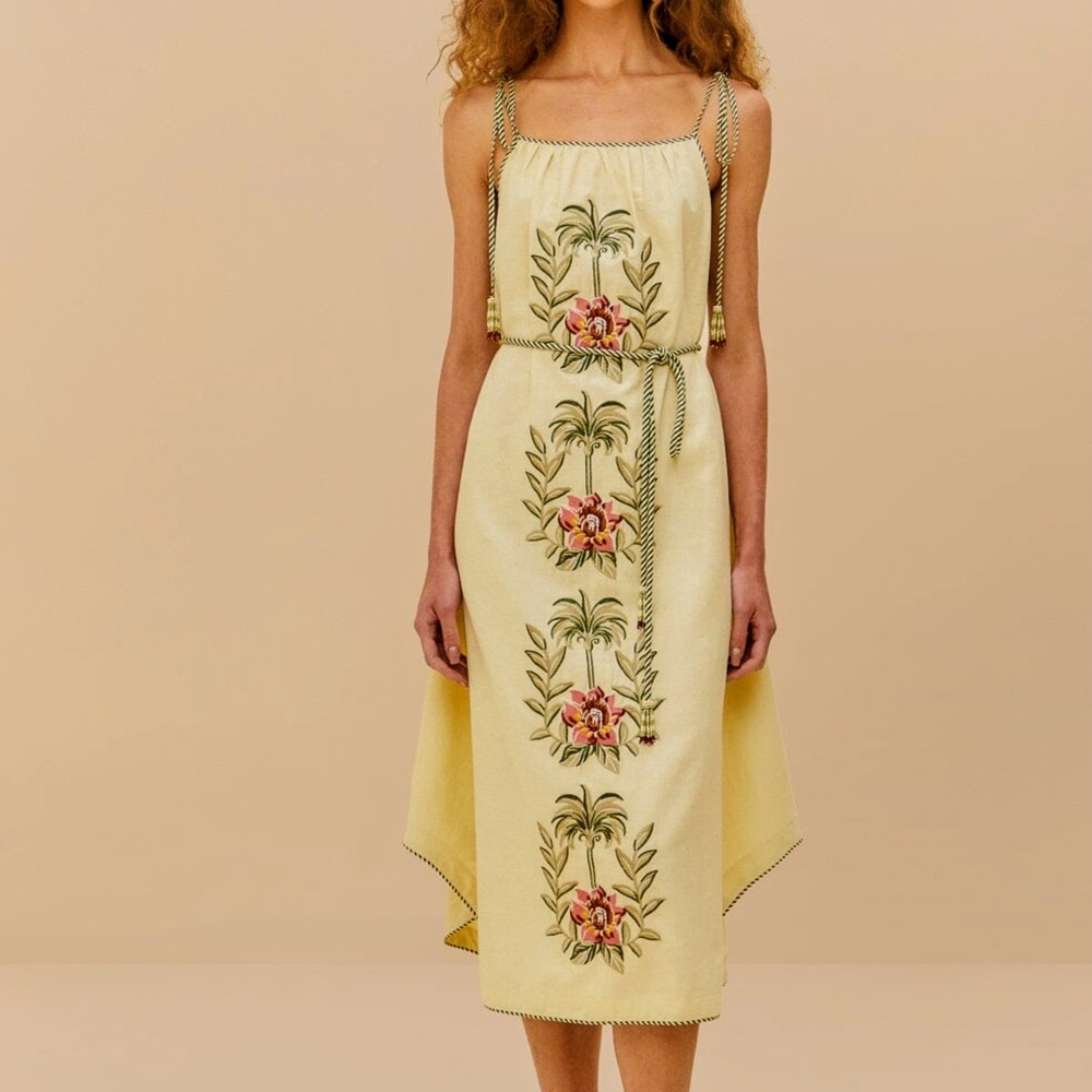 Elegant Yellow Floral Midi Dress